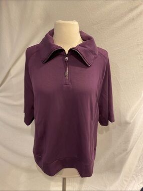 Chicos Half-Zip Short Sleeve Top